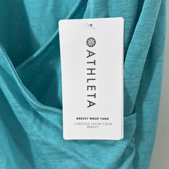 Athleta Blue Wrap Ruched Blouse - Picture 2 of 2